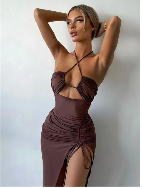 Fantoye - Hollow Out Drawstring Dress Women