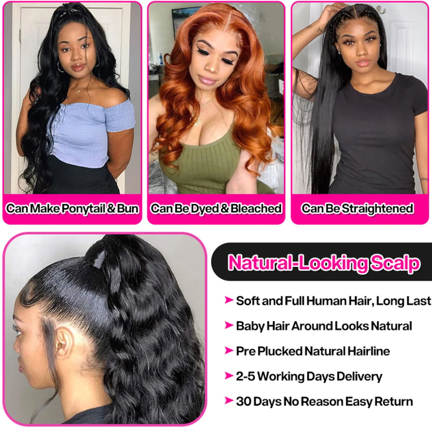 Body Wave Lace Front Wig HD Lace Frontal 4x4 Glueless Closure Wig