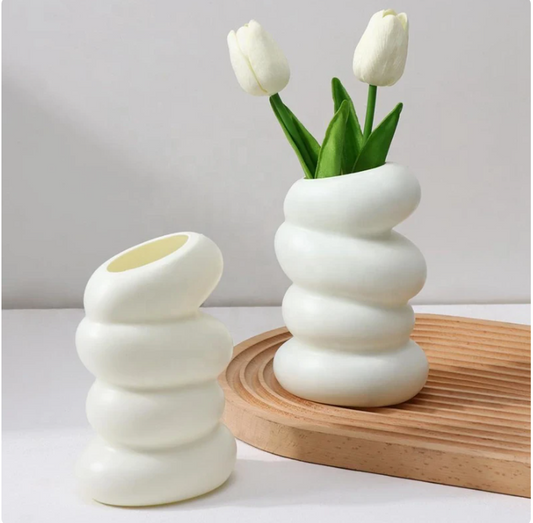 Plastic Spiral White Vase Hydroponic Pot Decorative Vases - Maison Floreros