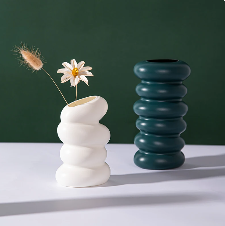 Plastic Spiral White Vase Hydroponic Pot Decorative Vases - Maison Floreros