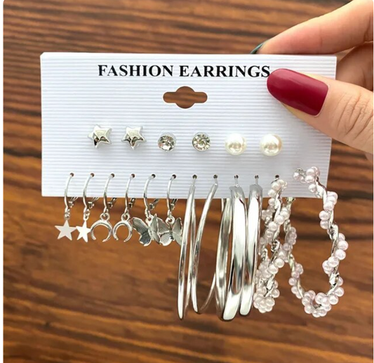 Brincos Heart Pearl Hoops Earrings